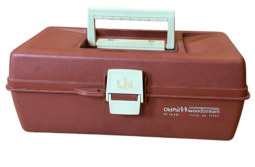 Woodstream Old Pal Tackle Box Vintage PF1040 w/ Folding Tray VTG Copper & Beige